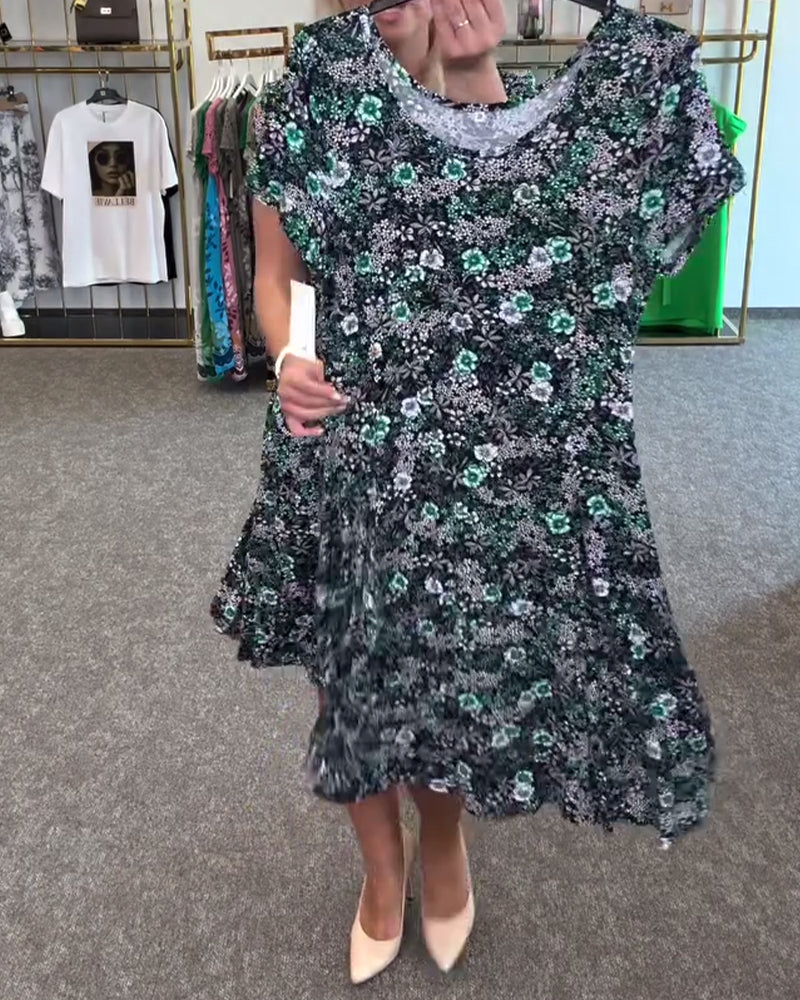 Temperament Slim Waist Gedrucktes Kleid