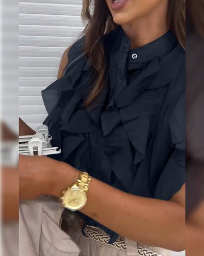 Designer Rüschenshirt ohne Ärmel