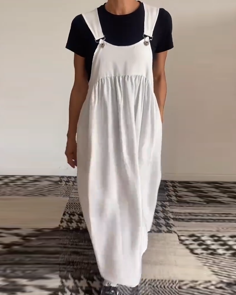 Lässiges Einfarbiges Trägerkleid