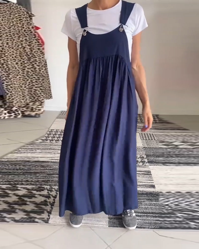 Lässiges Einfarbiges Trägerkleid