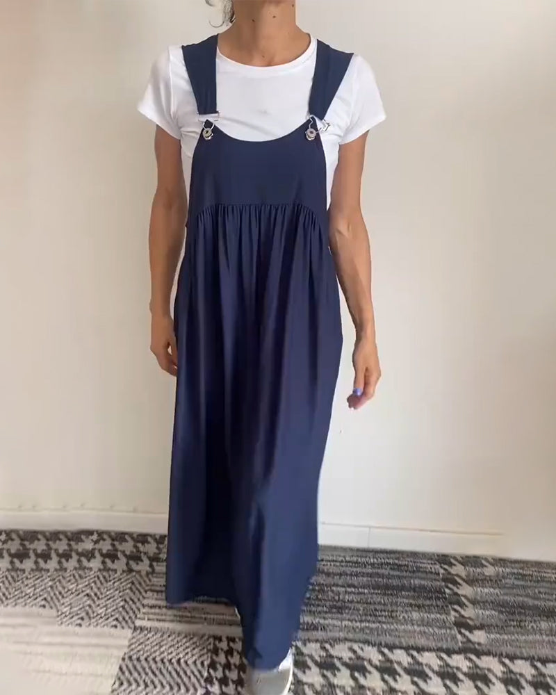 Lässiges Einfarbiges Trägerkleid