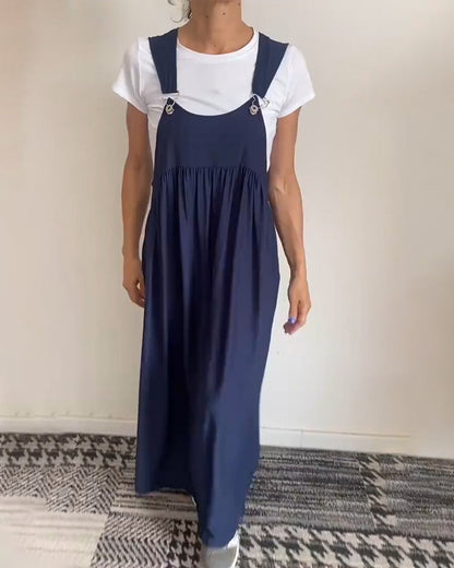 Lässiges Einfarbiges Trägerkleid