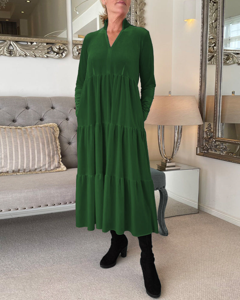 V-Ausschnitt Patchwork Kleid