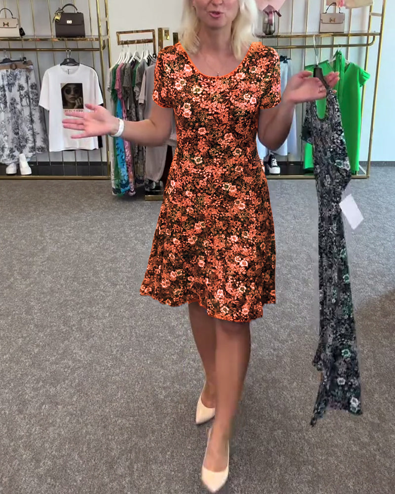 Temperament Slim Waist Gedrucktes Kleid