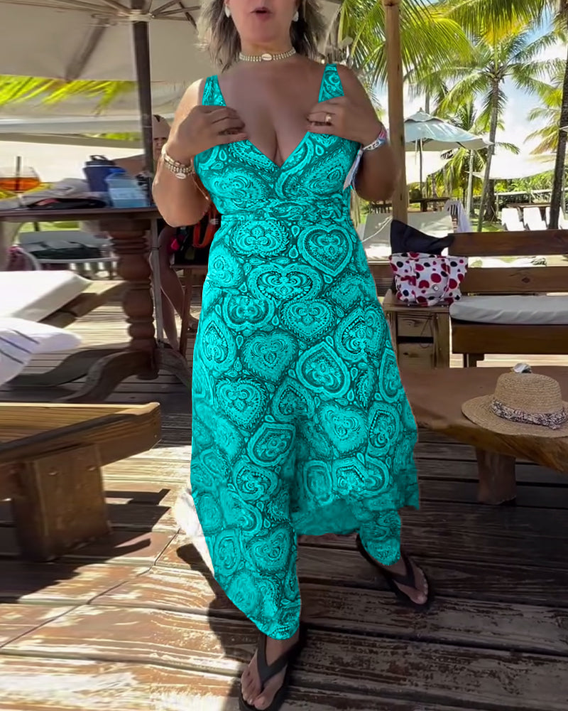 Trägerloser Herz-Urlaubsdruck-Badeanzug