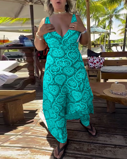 Trägerloser Herz-Urlaubsdruck-Badeanzug