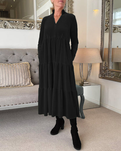 V-Ausschnitt Patchwork Kleid