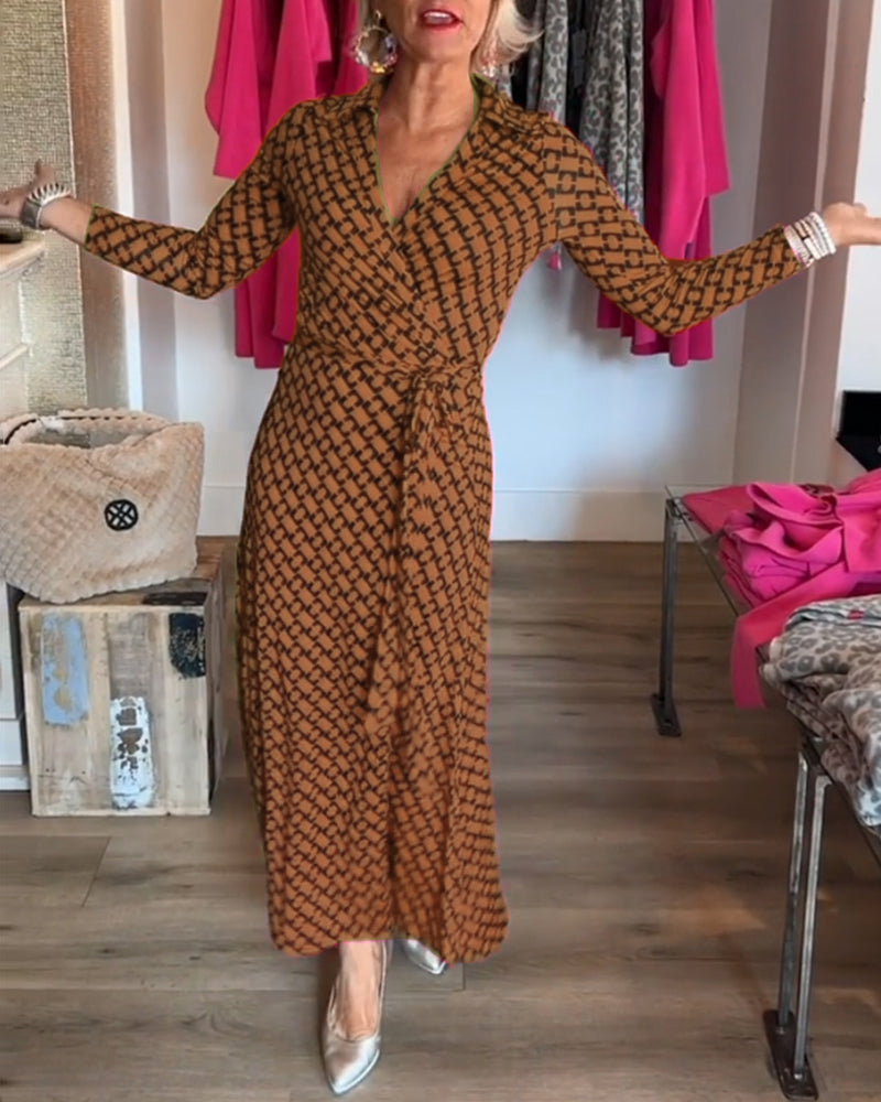 Elegantes V-Ausschnitt Maxikleid