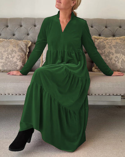 V-Ausschnitt Patchwork Kleid