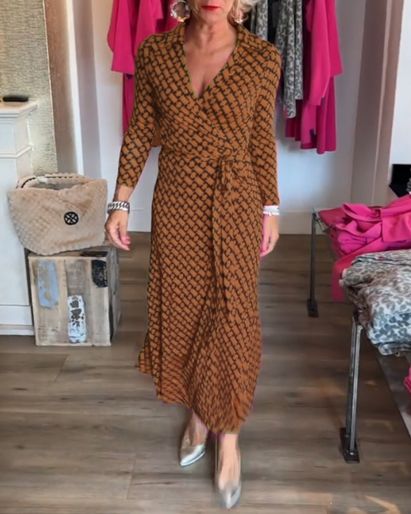 Elegantes V-Ausschnitt Maxikleid