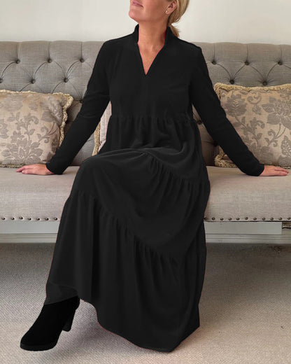 V-Ausschnitt Patchwork Kleid