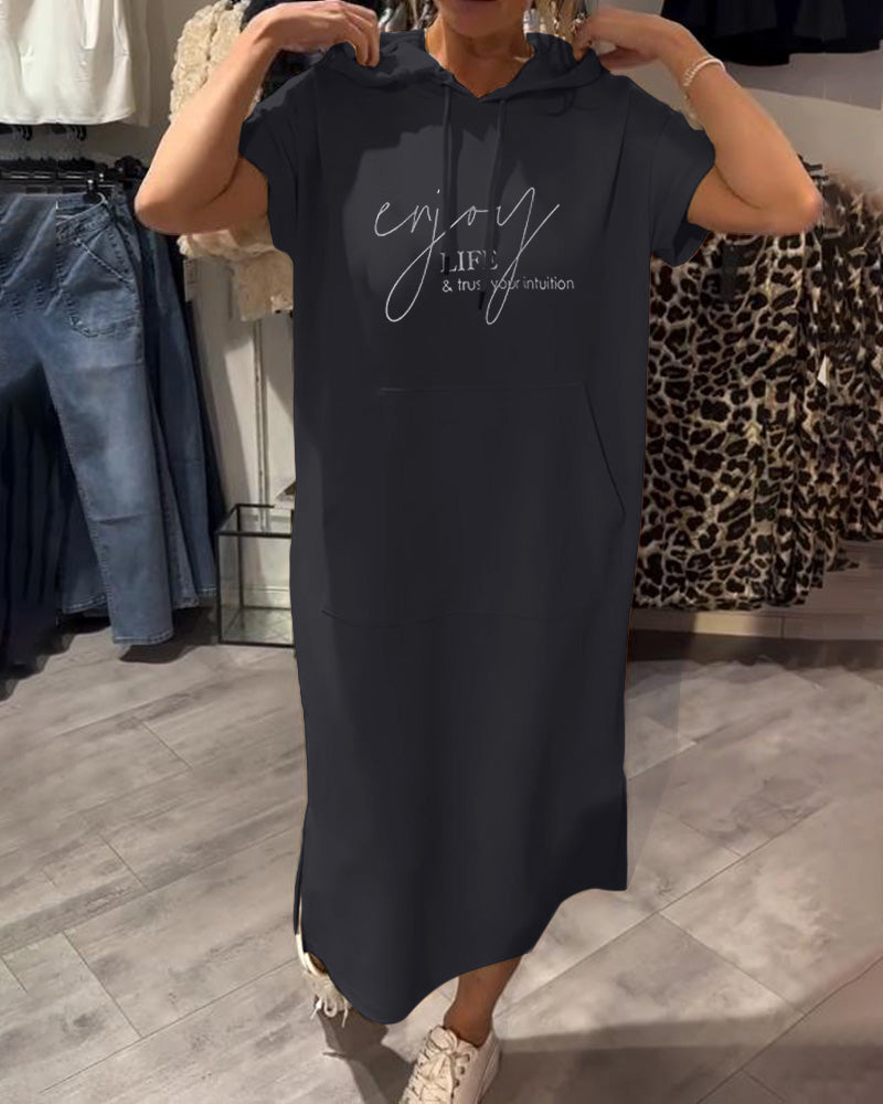 Hooded Casual Drawstring Dress
