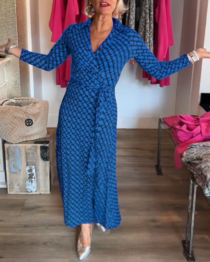 Elegantes V-Ausschnitt Maxikleid