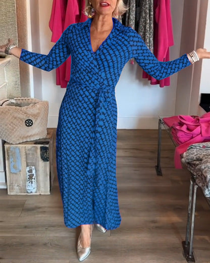 Elegantes V-Ausschnitt Maxikleid