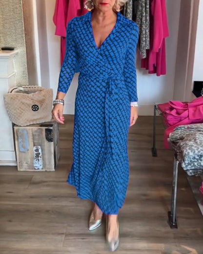 Elegantes V-Ausschnitt Maxikleid