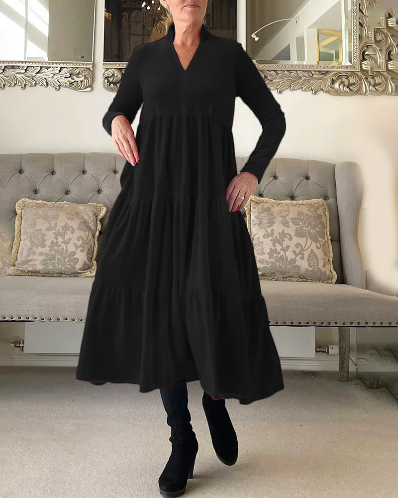 V-Ausschnitt Patchwork Kleid