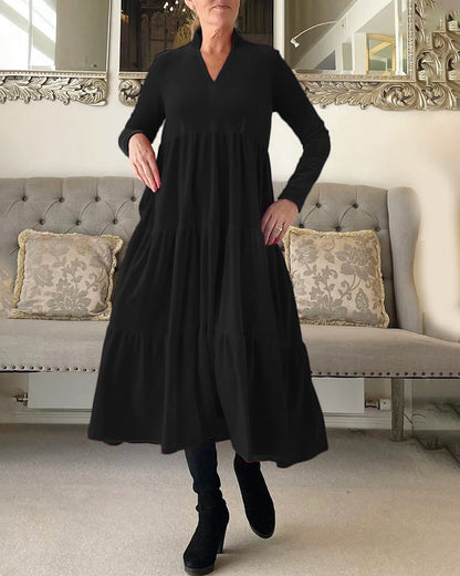 V-Ausschnitt Patchwork Kleid