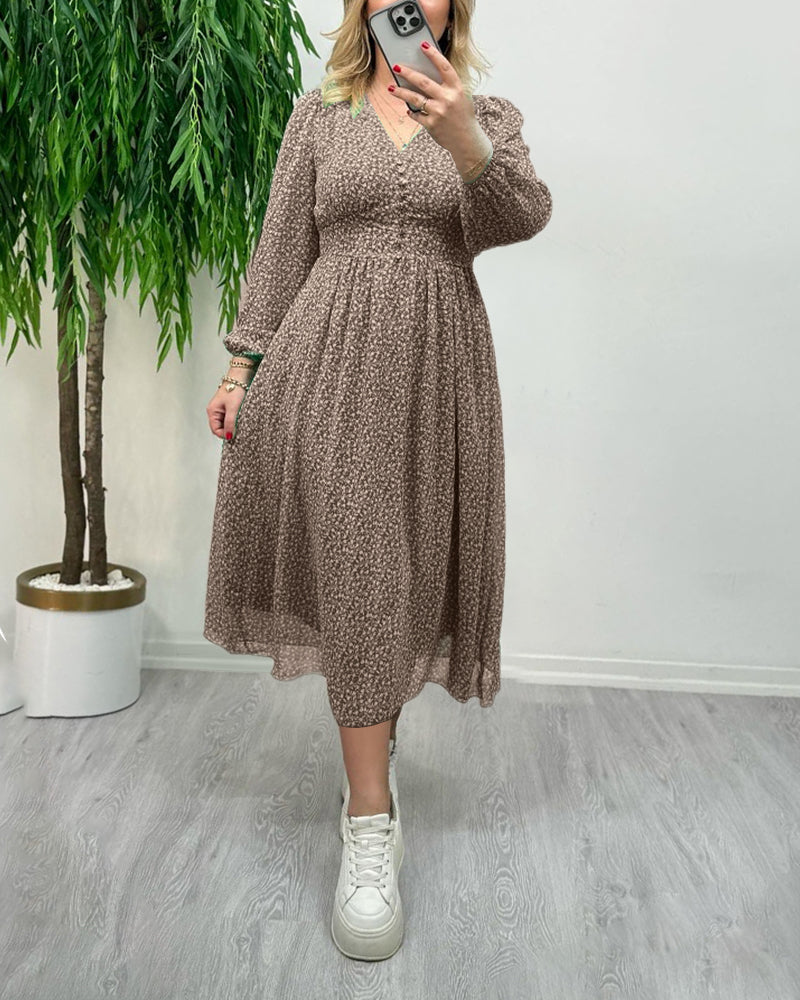 Bedrucktes elegantes Knopfkleid