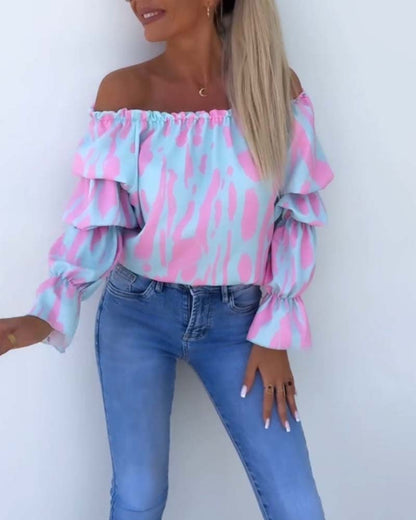 Bunt bedrucktes, lässiges Top mit einem Schulterträger