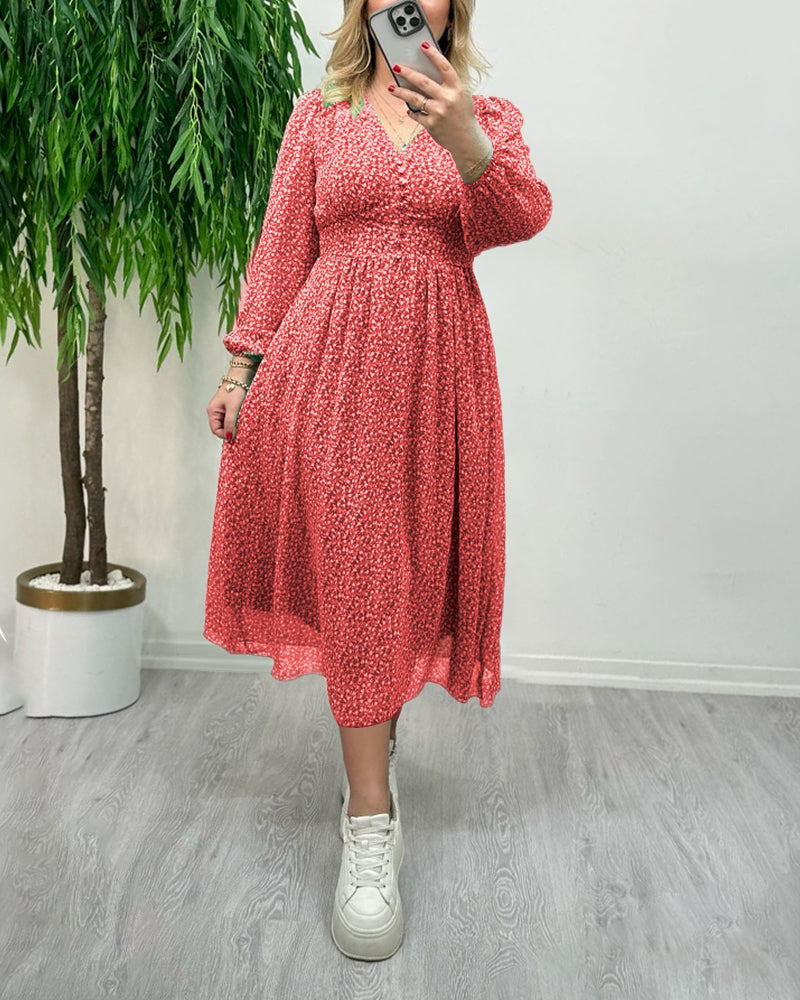 Bedrucktes elegantes Knopfkleid