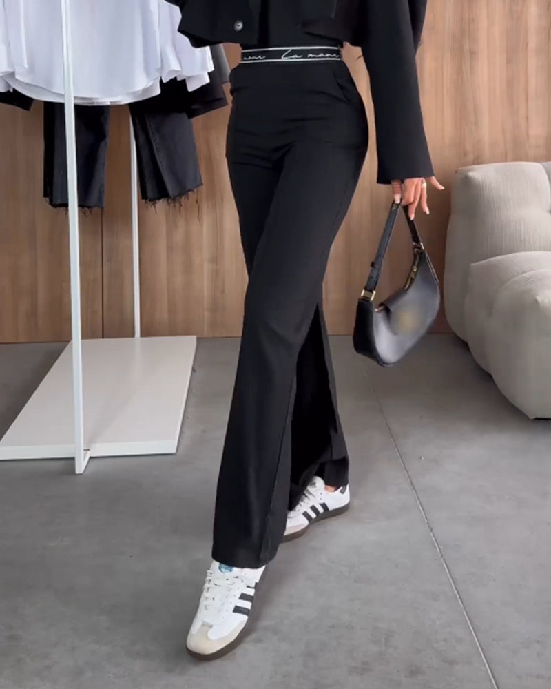 Lässige einfarbige Reißverschluss-Hosentaschen mit geradem Bein