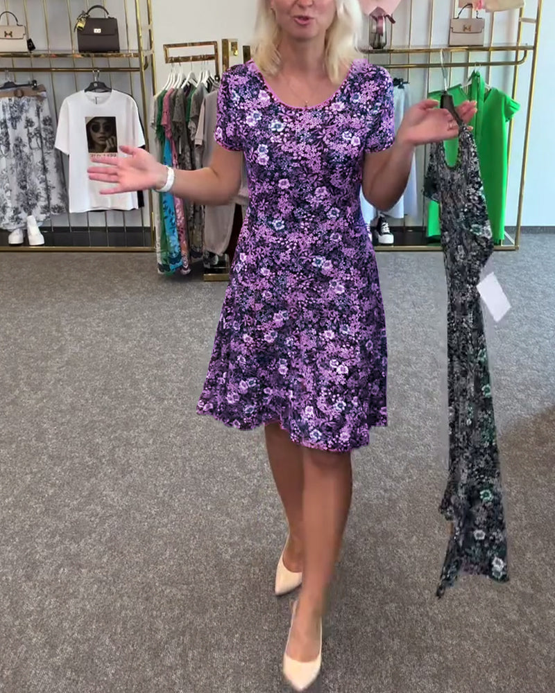 Temperament Slim Waist Gedrucktes Kleid