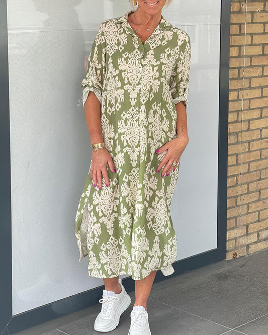 Blumenmuster Schlitzkleid