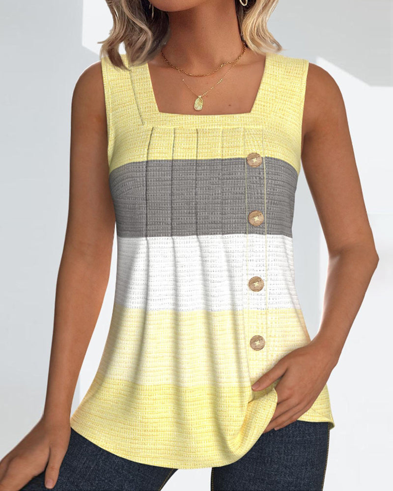 Gestreiftes, plissiertes Tanktop