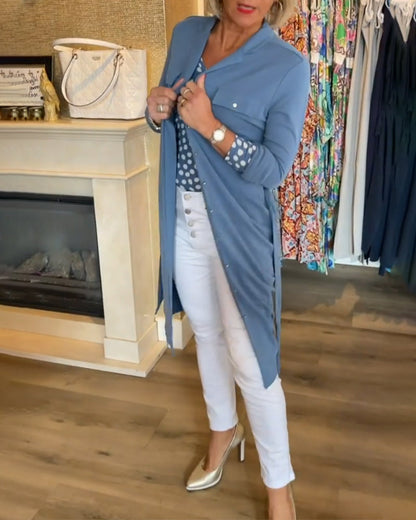 Lässiger einfarbiger Hemdchenmantel