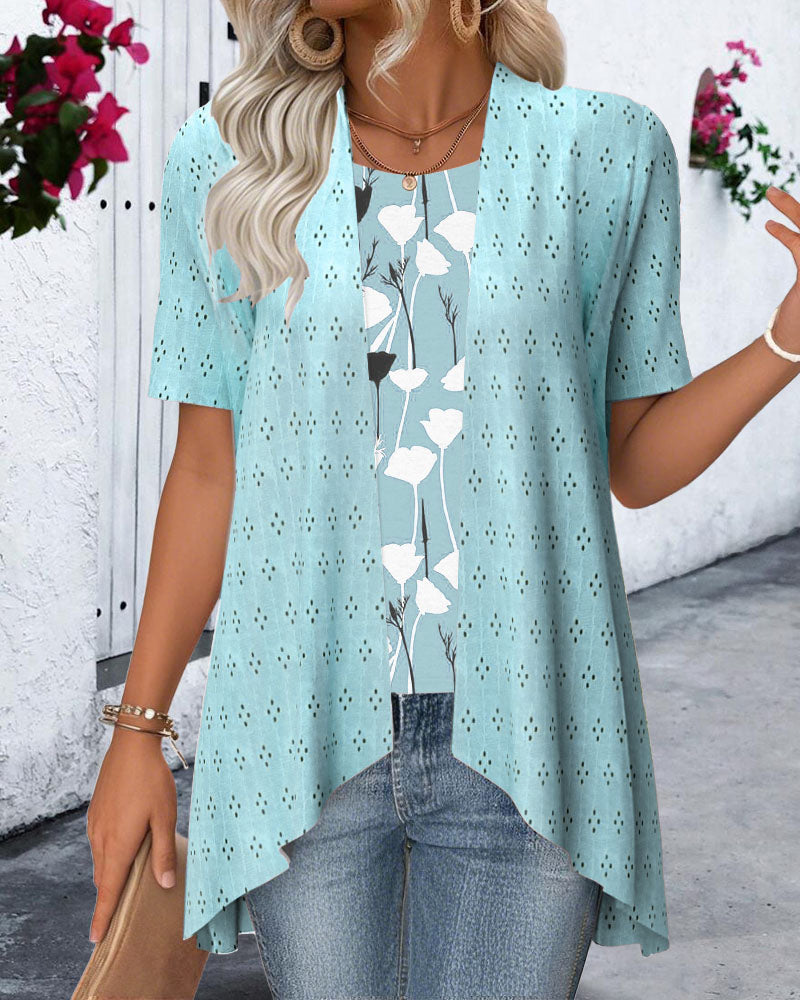 Falsche Zweiteilige Bedruckte Bluse