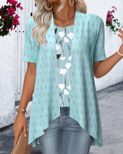 Falsche Zweiteilige Bedruckte Bluse