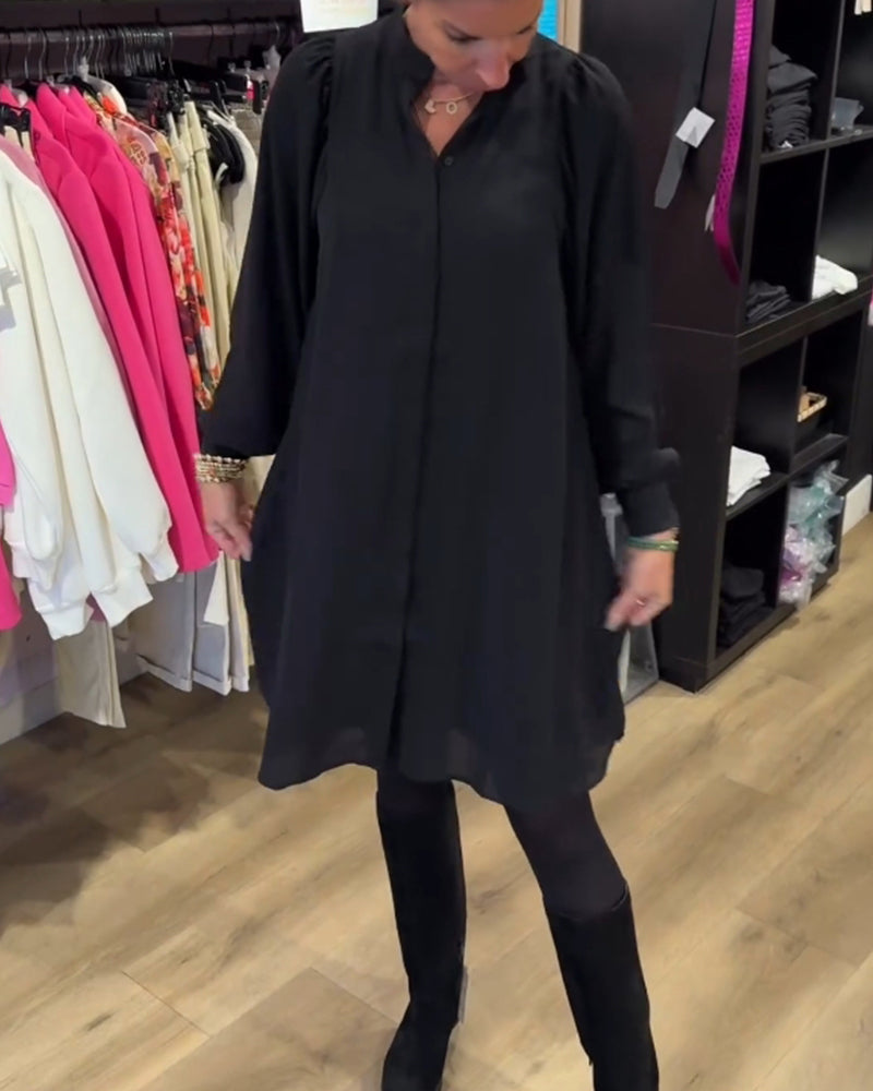 V-Ausschnitt einfaches knielanges Kleid