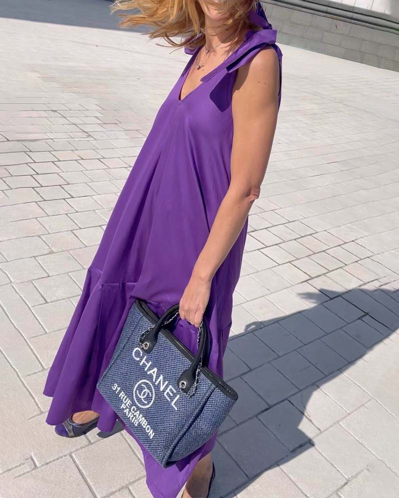 Einfarbiger, lässiger Kleid mit Trägern