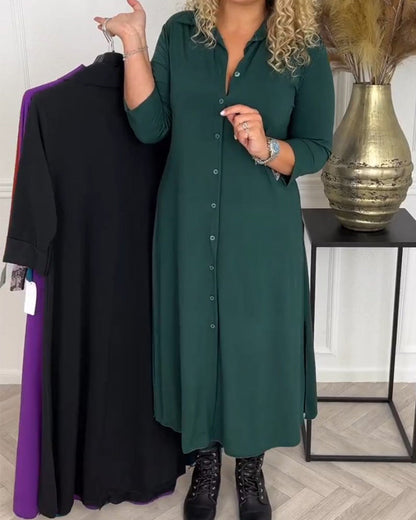 Knopfhemd Kleid in einfarbig