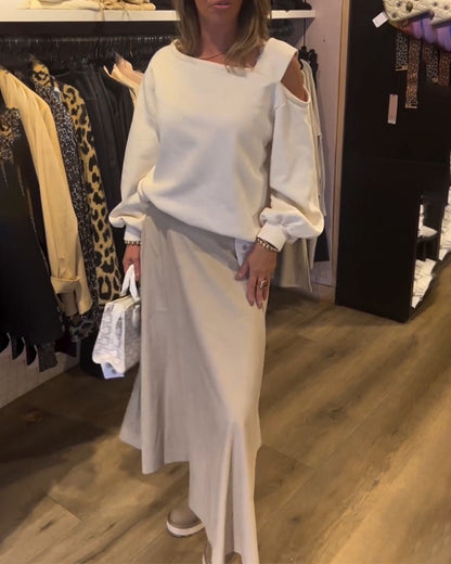 Kalte Schulter Einfaches Sweatshirt