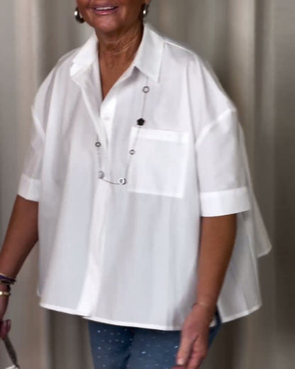 Kurzärmlige geraffte Bluse