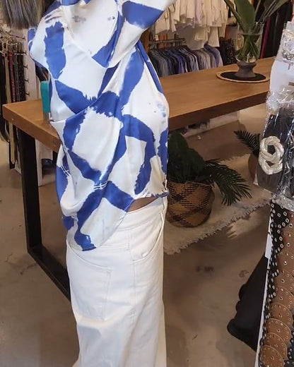 Bedrucktes Revershemd mit Knöpfen und langen Ärmeln