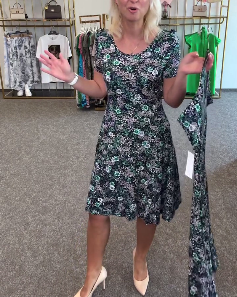 Temperament Slim Waist Gedrucktes Kleid