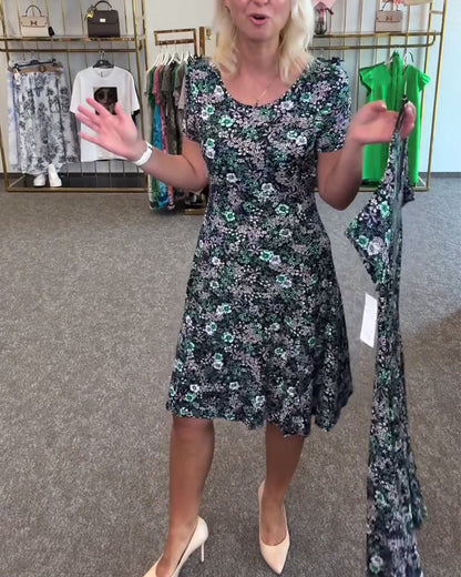 Temperament Slim Waist Gedrucktes Kleid