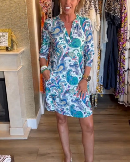 3/4 Ärmel Kleid mit Taschen