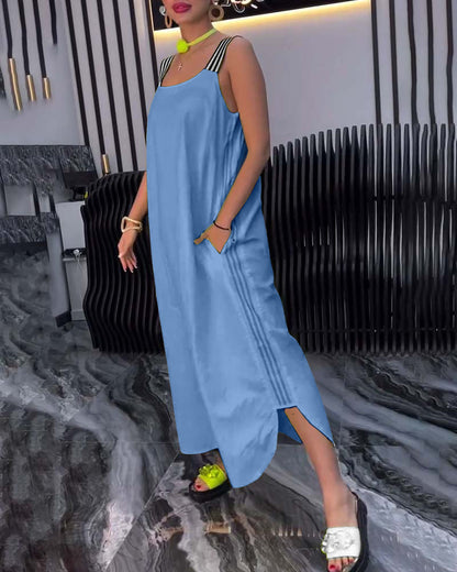 Gespaltener Träger Lockeres Kleid