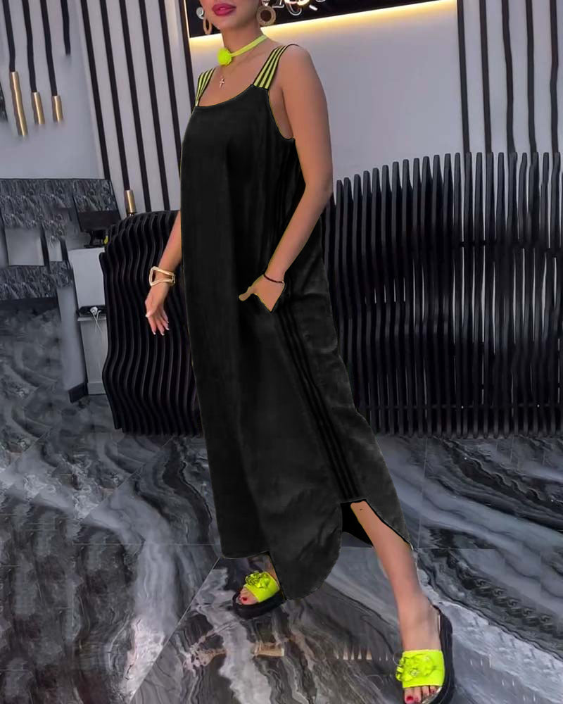 Gespaltener Träger Lockeres Kleid