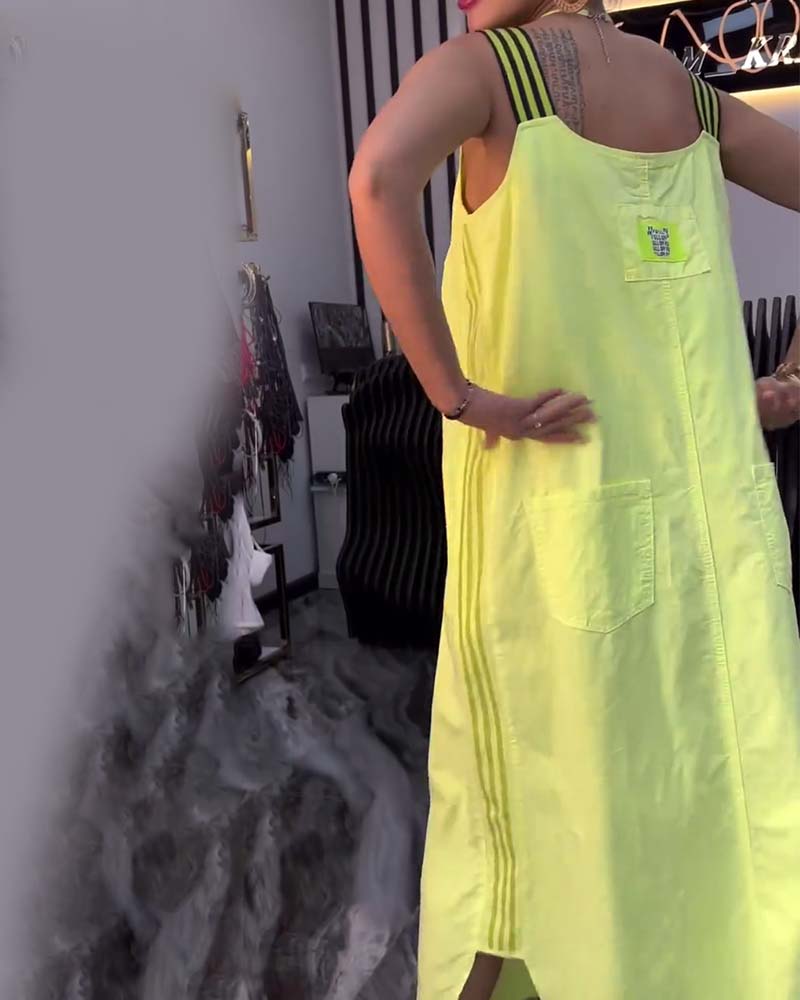 Gespaltener Träger Lockeres Kleid