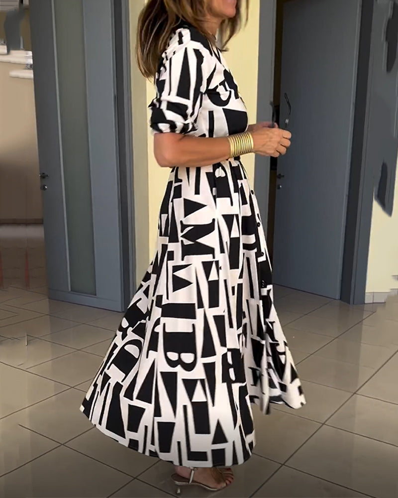 Geometrischer Druck lockeres Kleid