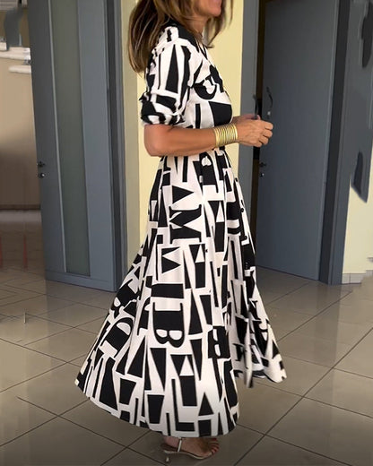 Geometrischer Druck lockeres Kleid