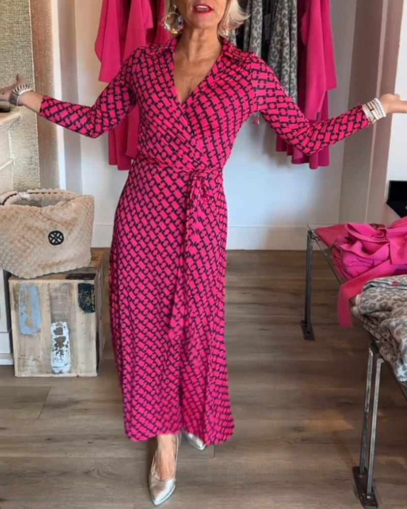 Elegantes V-Ausschnitt Maxikleid