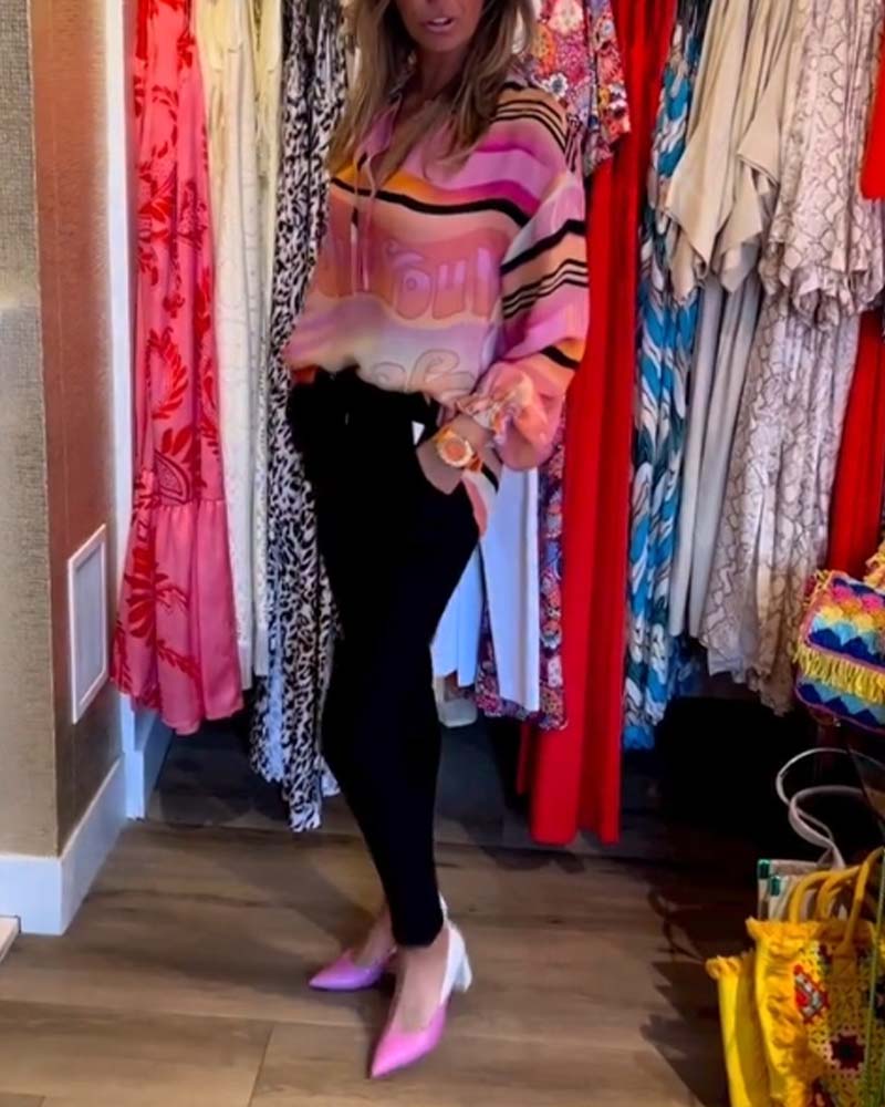 Hängendes Kontrastdruck Freizeitoberteil