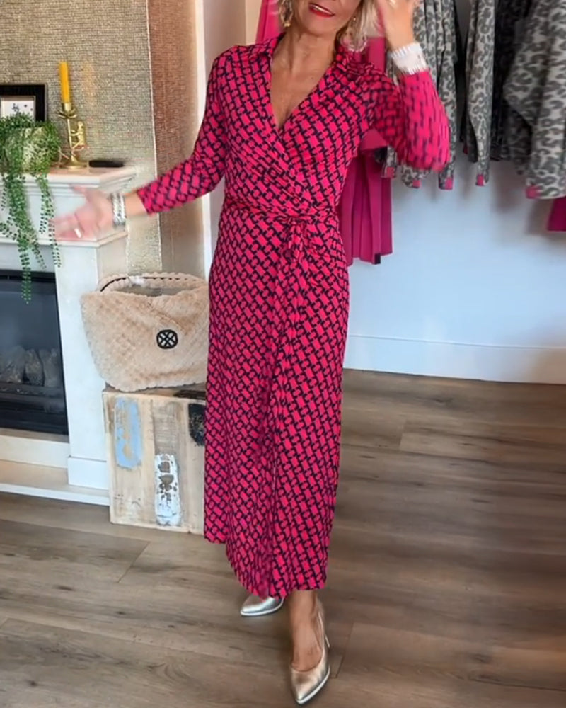 Elegantes V-Ausschnitt Maxikleid