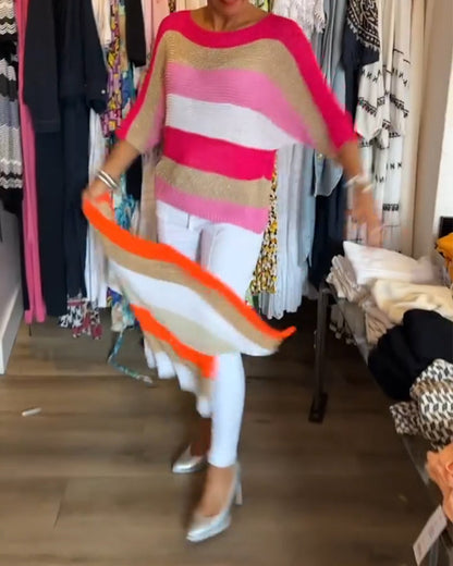 Farbblock Pullover mit Rundhalsausschnitt