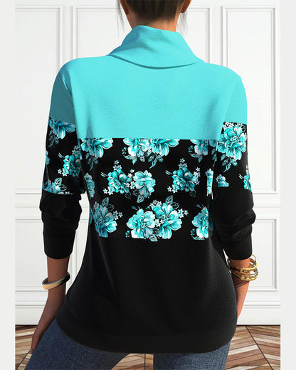 Blumenmuster Kapuzenpullover